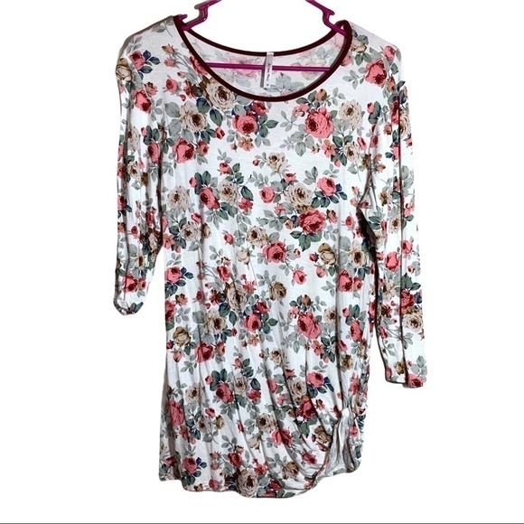 FINAL Acting Pro Multicolor Spring Floral Print 3/4 Sleeve Blouse Top Shirt M - Picture 1 of 14